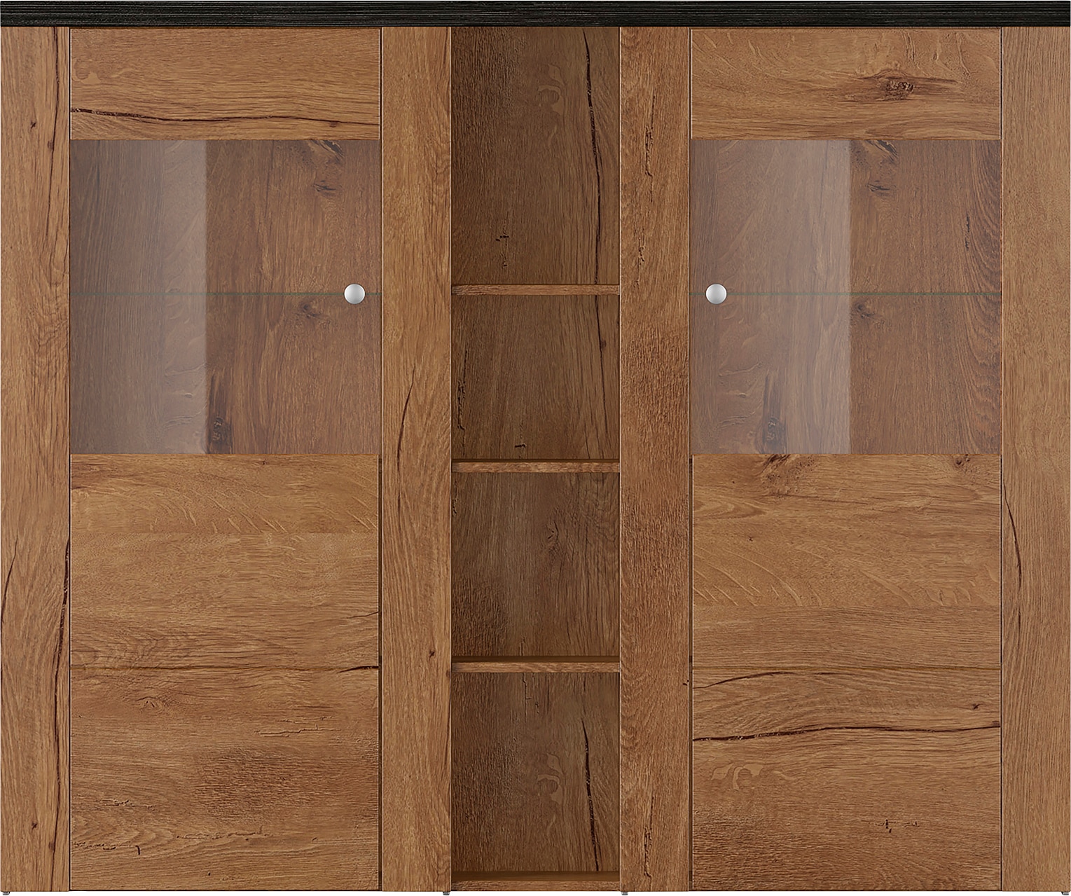 Home affaire Highboard »Larona, zeitlose Hochkommode mit 2 Türen, Türkommode, Höhe 129,5 cm,« Anrichte mit dekorative Rahmenoptik, Türen mit Glaseinsatz