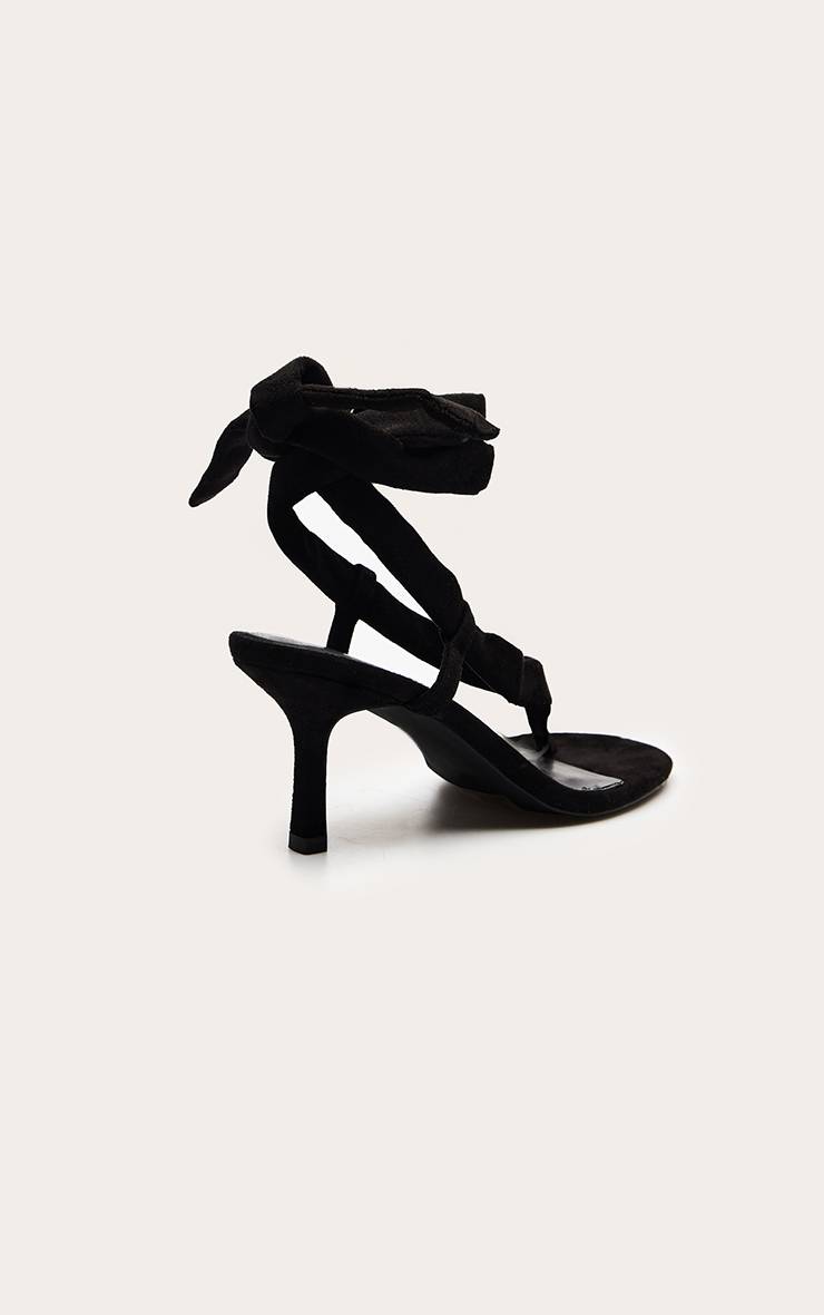Noir Sandales À Talon En Synthétique Avec Bride Tube Et Tong Entre-orteils