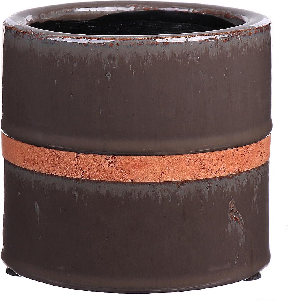 Duif bloempot Cathy antraciet / koper D 13,5 H 11,5 cm