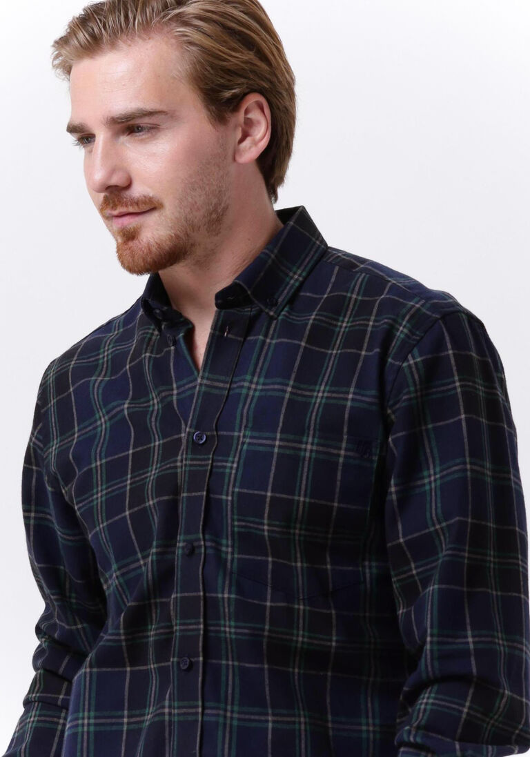 WOODBIRD donkerblauwe woodbird overshirt fling check shirt