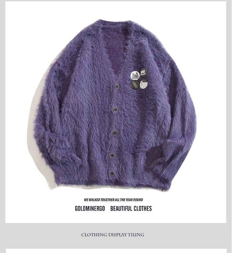 Yelmenor - V-hals, knoopsluiting, pluizig, oversized vest