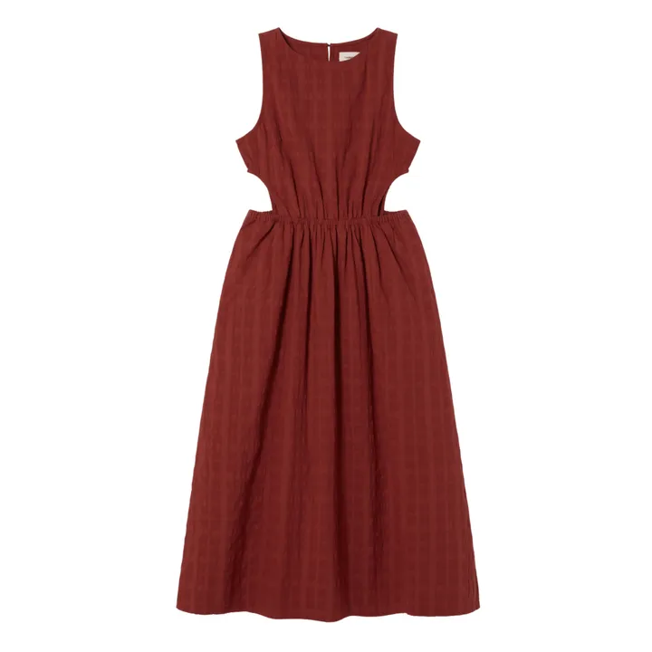 Thinking Mu Robe Kin Carreaux Coton Bio | Rouge brique