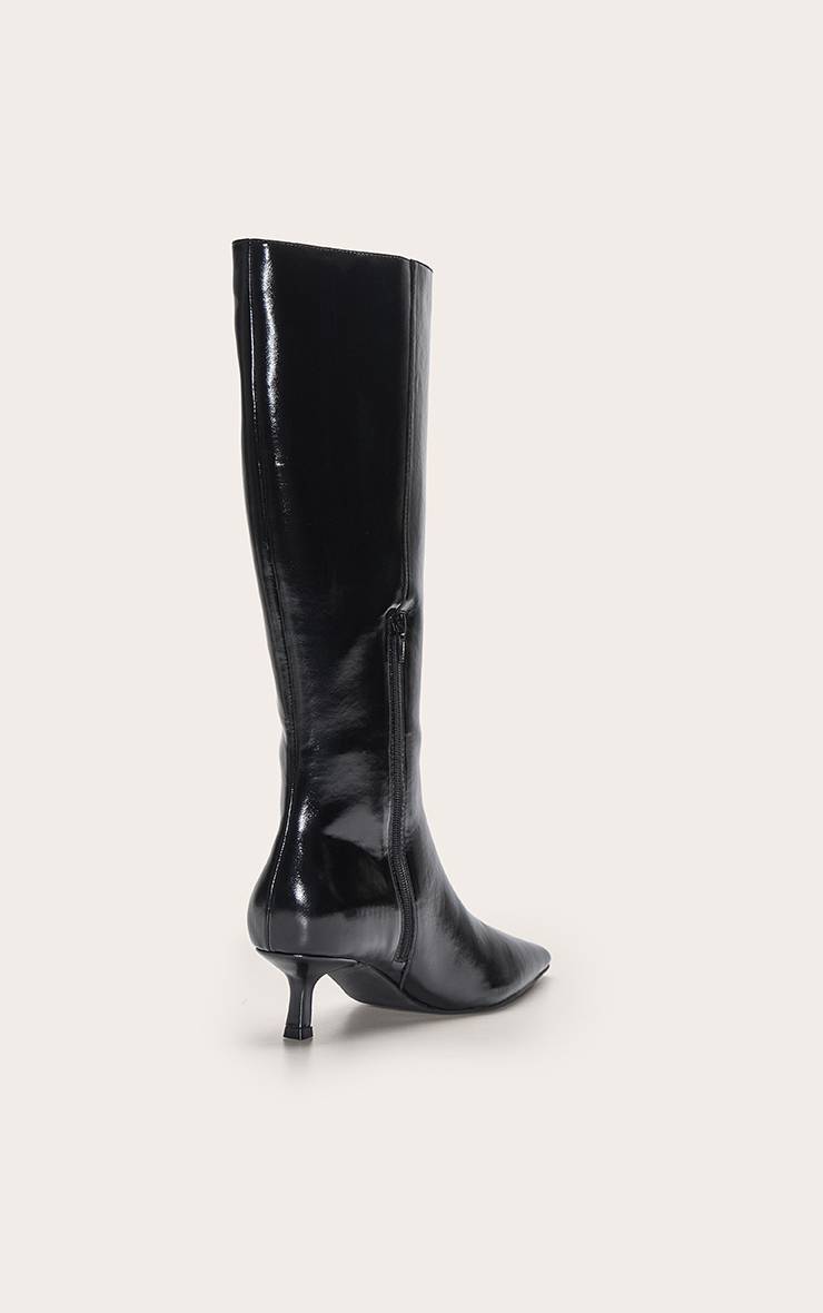 Noir Botte Haute À Bout Pointu Et Talon Chaton