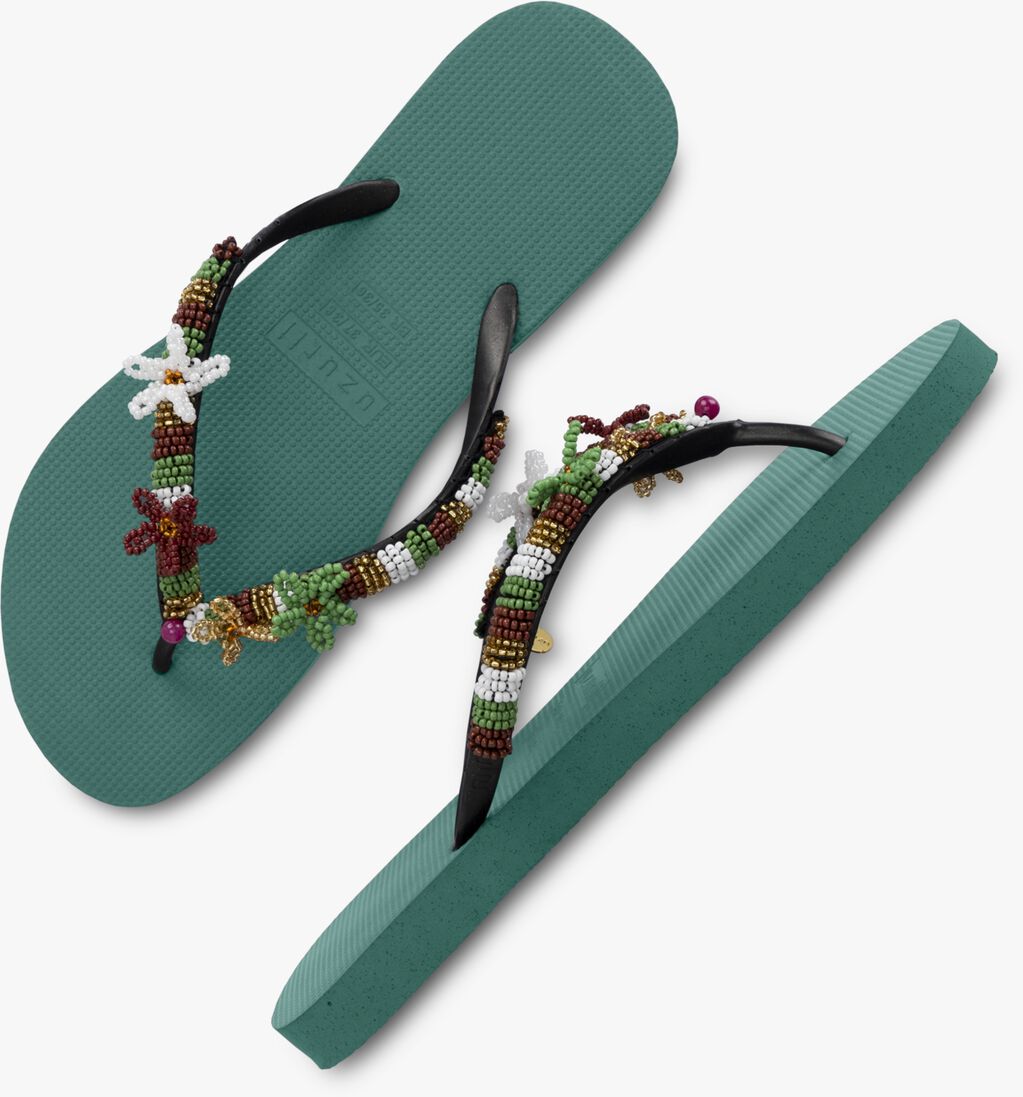 UZURII groene uzurii teenslippers las dalias gold