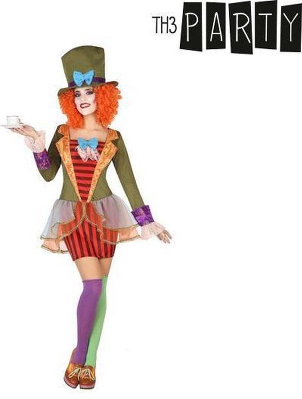 Alice in Wonderland - Kostuum - Olijfgroen/Paarse Hoed/rood-zwart Gestreepte Jurk