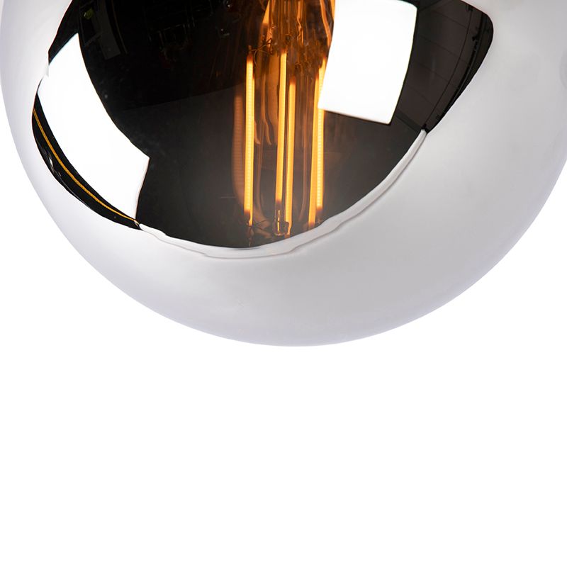 Art deco plafondlamp zwart met smoke glas - Pallon