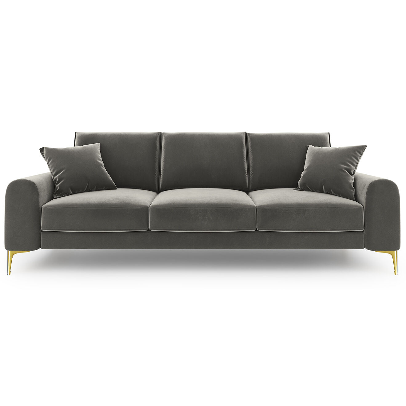 Mazzini Sofas Canapé 3 places velours madara gris - 222x102x90 cm