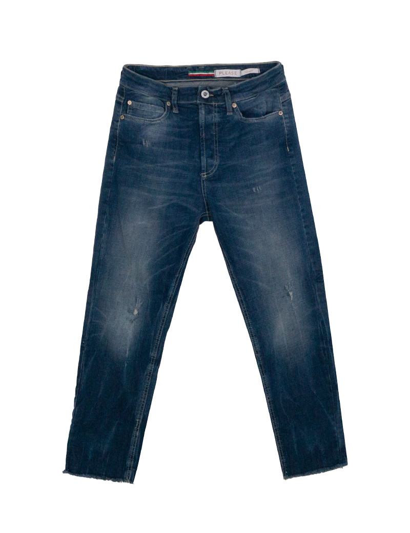 PLEASE JEAN FEMME P6  DÉLAVE BLU DENIM