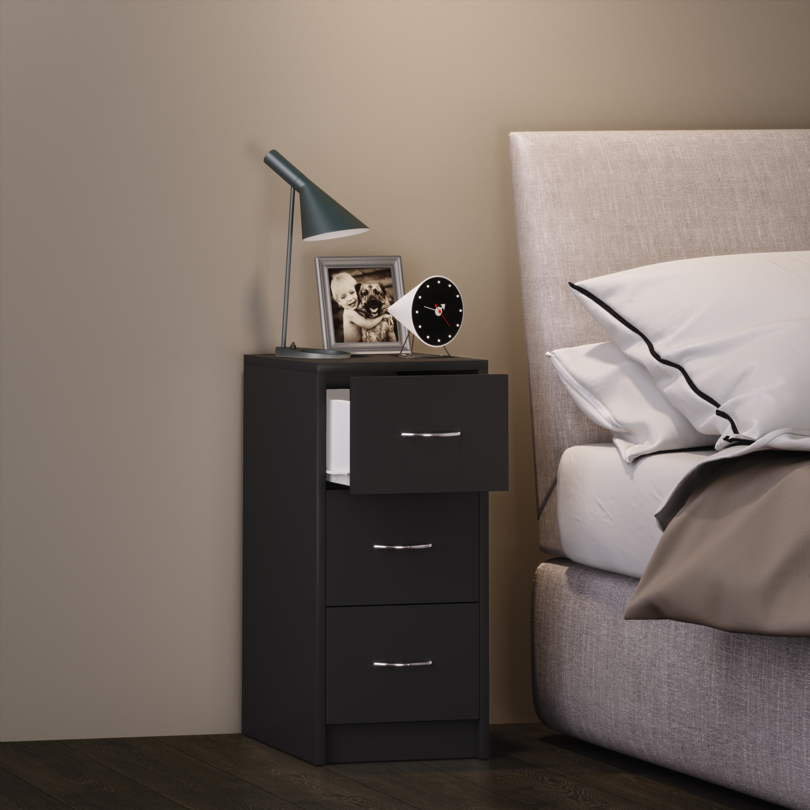 Nachttisch BOXAL MAXI - schwarz - 35 cm breit