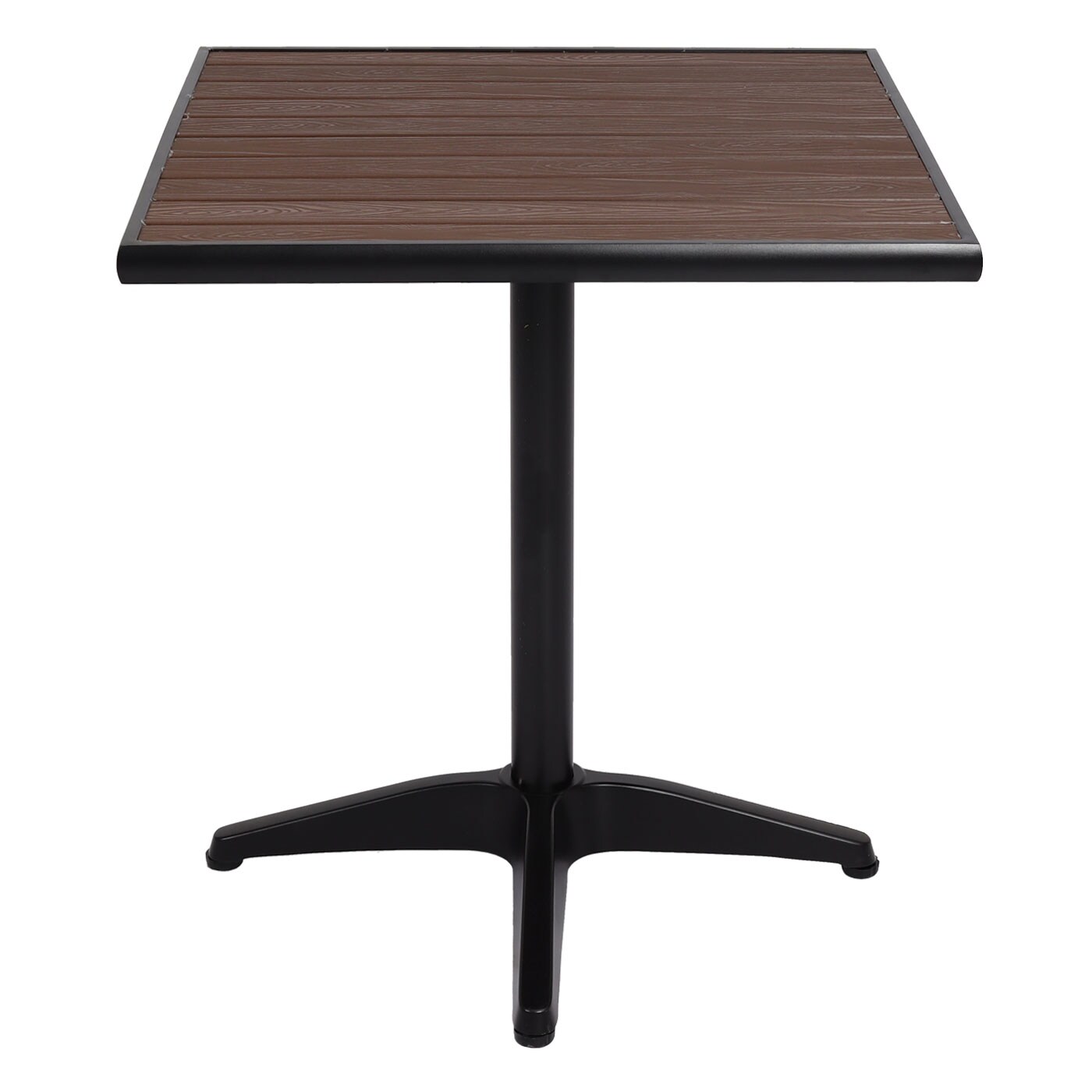 Gartentisch MCW-J95, Balkontisch Bistrotisch, Gastronomie Outdoor-Beschichtung Alu Holzoptik ~ schwarz, dunkelbraun