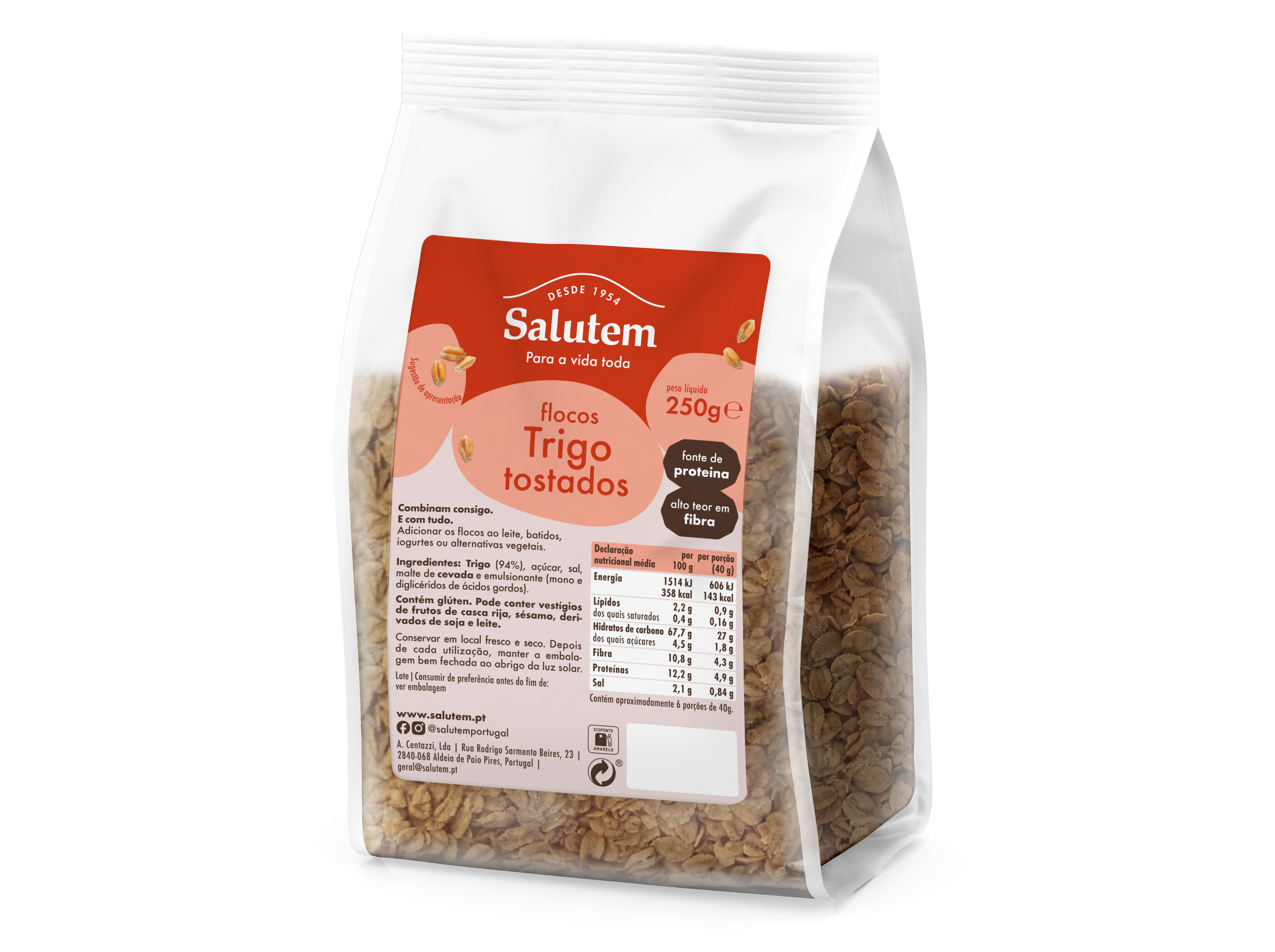 FLOCOS SALUTEM TRIGO INTEGRAIS TOSTADOS 250G