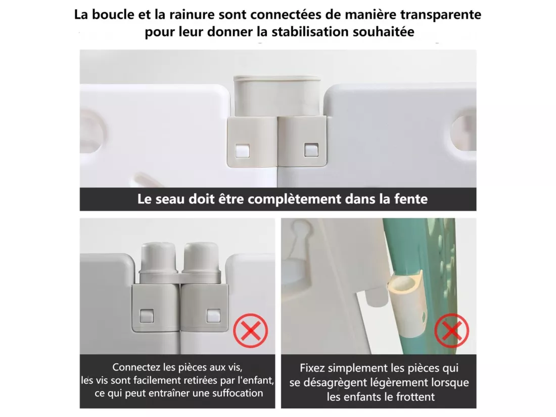 Parc Bebe Dripex - en Plastique Ecologique Gris - 16+2 Panneaux - avec Porte - 190 x 190 x 61 cm