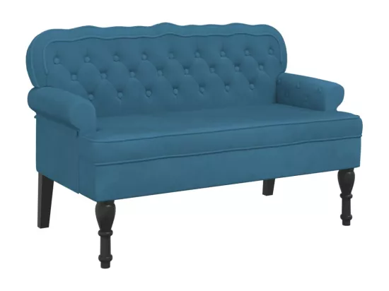 Banc avec dossier bleu 119,5x64,5x75 cm velours
