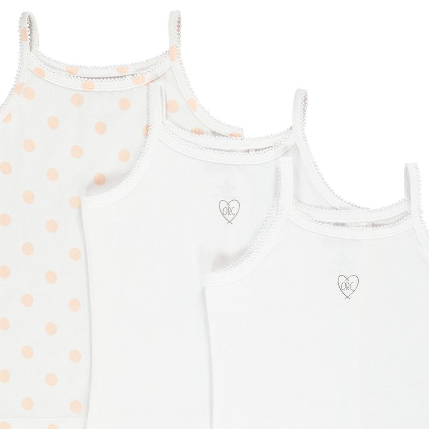 Lot de 3 maillots de corps à bretelles pour fille - Blanc