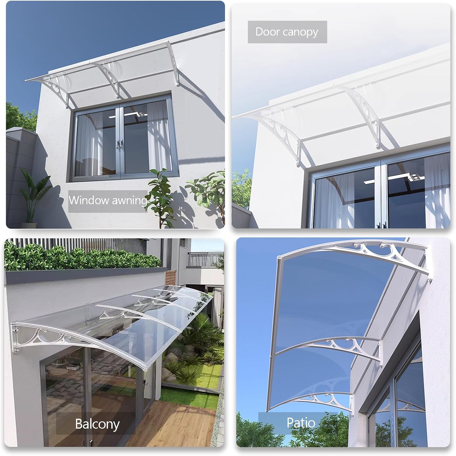 Vordach for haustür，vordach haustür ，Pultbogenvordach ，haustür vordach，überdachung，mit UV-Schutz，aus Aluminium，Transparentes Polycarbonat ，60/80/100/120/150 cm Breite (Size : 120x120cm/47x47in)