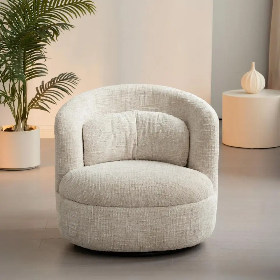 Fauteuil Crème Stof/Staal - Draaibaar - 85x84x76cm - Britt