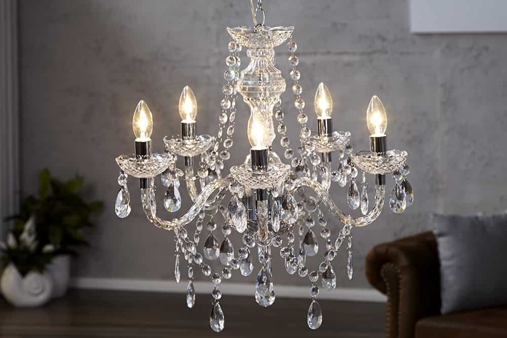 Eleganter Kronleuchter CRYSTAL 55cm klar Acryl 5-armig Lüster