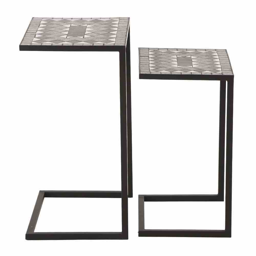 2-teiliges Tischset COMO - matt schwarz - Mosaikoptik