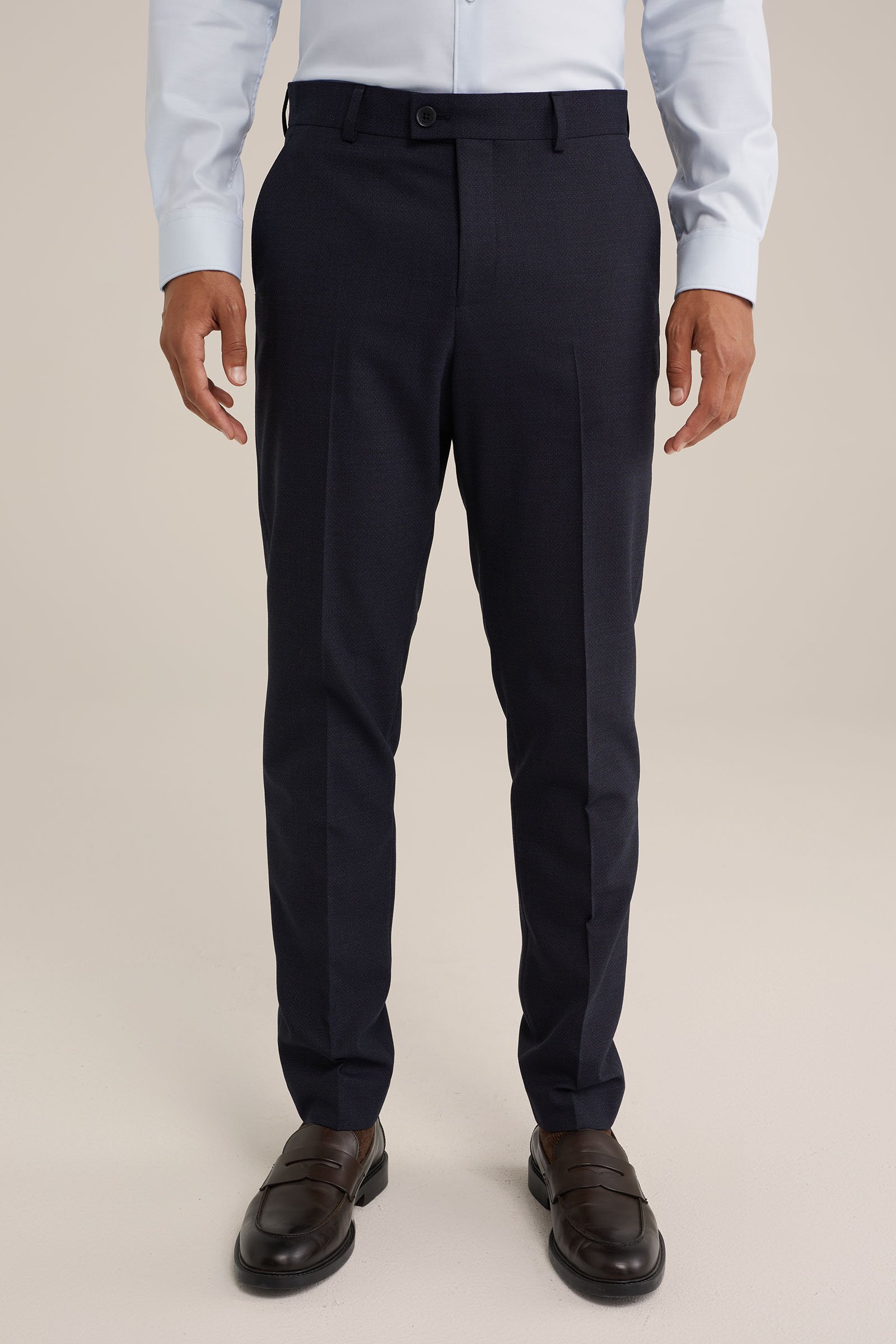 slim fit pantalon met jacquard-dessin Van Gils Donkerblauw