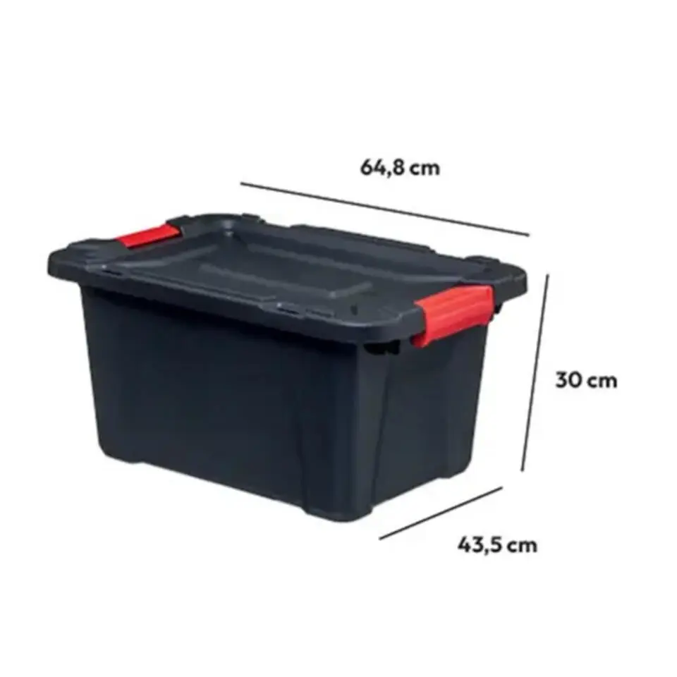 5Five opbergbox/opbergkrat - 55 Liter - zwart - kunststof