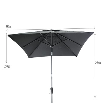 Parasol Ibiza Zwart Vierkant Ø250 cm