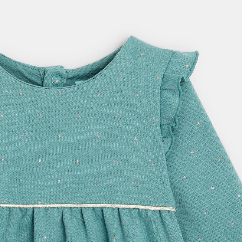 Robe pois brillants verte bébé fille Vert