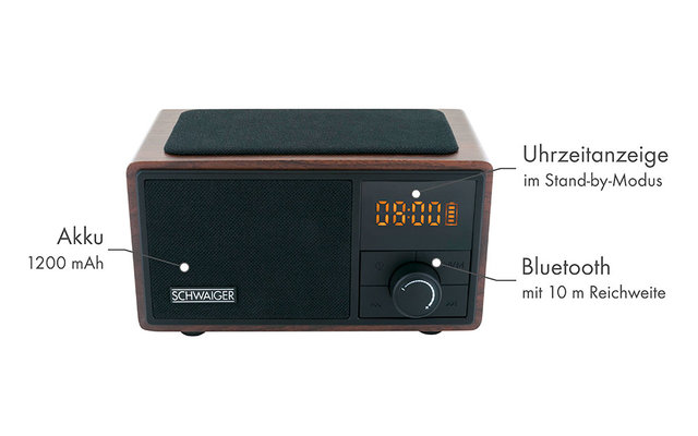 Schwaiger UKW Radiowecker inkl. Bluetooth und QI Ladestation