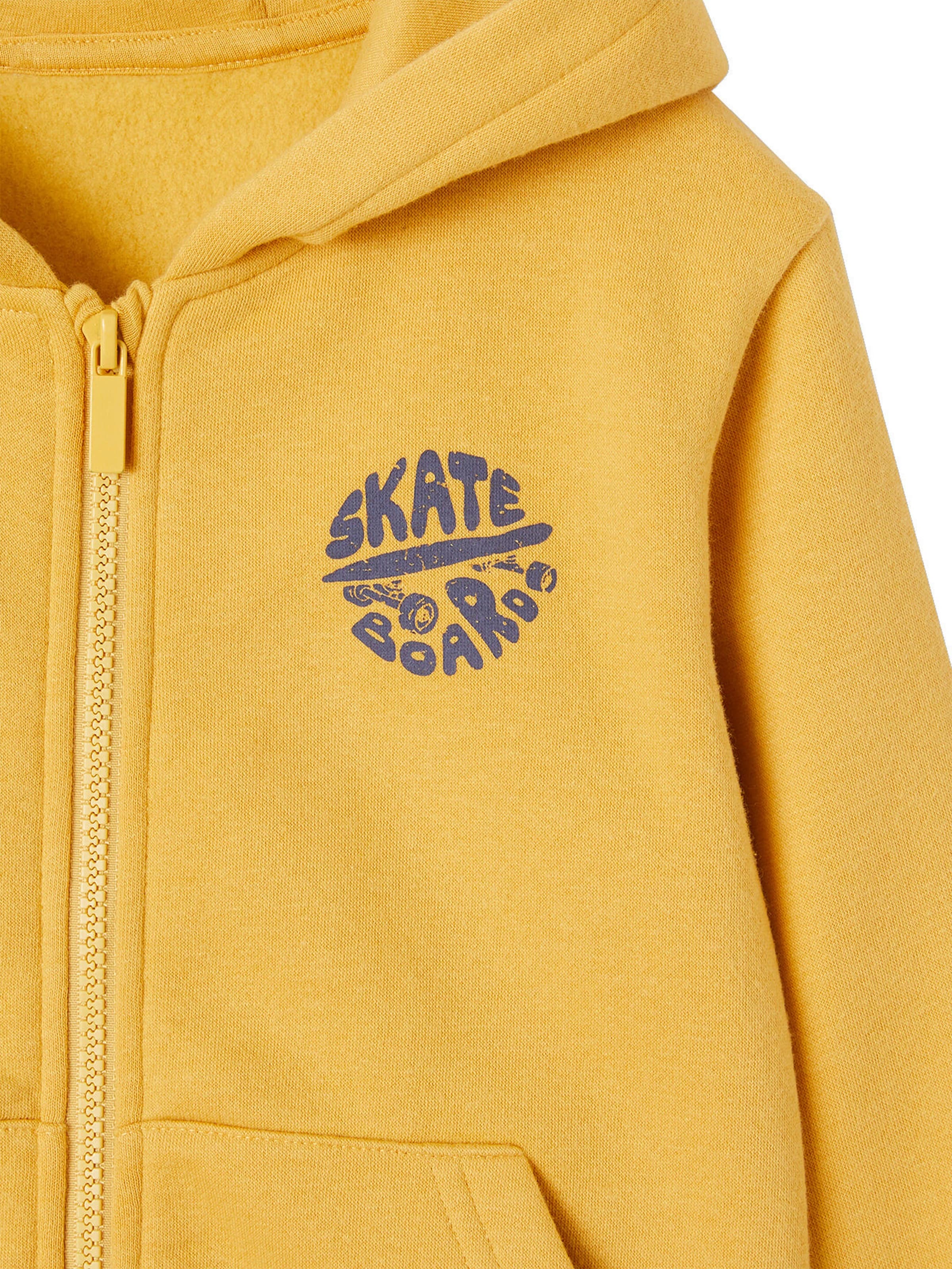 Vertbaudet Jungen Kapuzensweatjacke BASIC mit Recycling-Polyester ocker