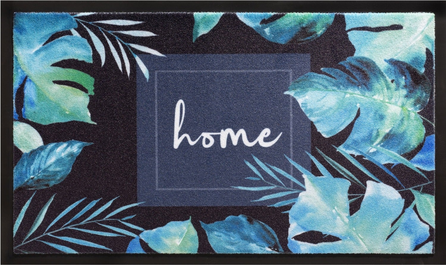Schoonloopmat Home Leaves blauw 45 x 75 cm