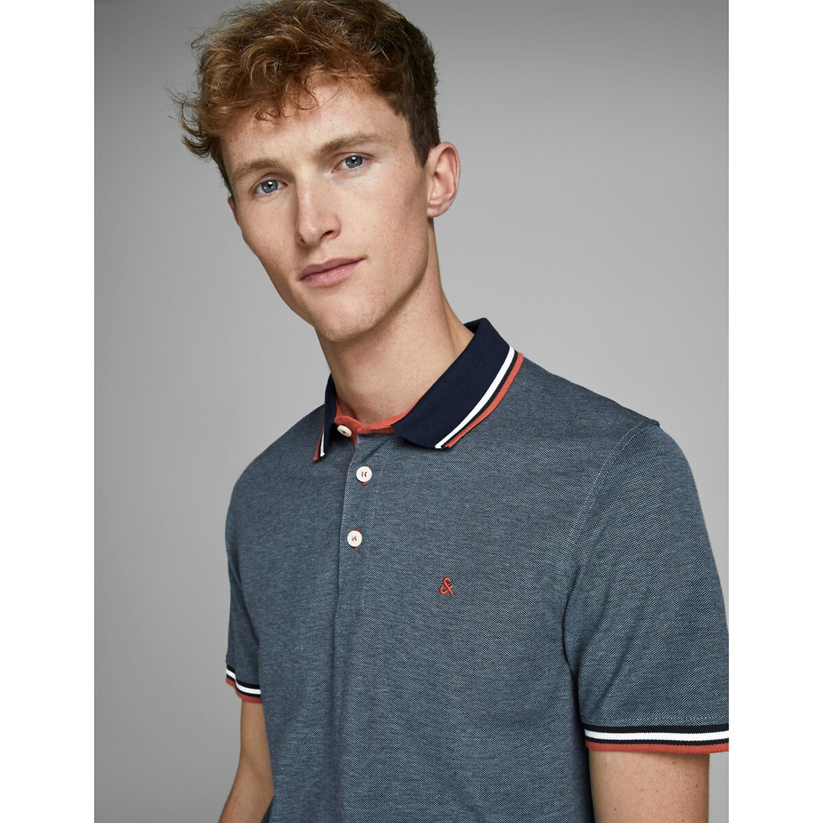 JACK & JONES<br>Camisa polo de manga curta em malha piqué