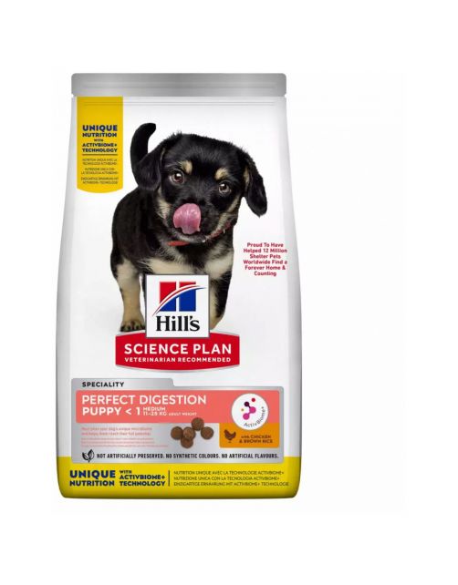 Hill's Puppy Perfect Digestion Medium Kip&Bruine Rijst - Hondenvoer