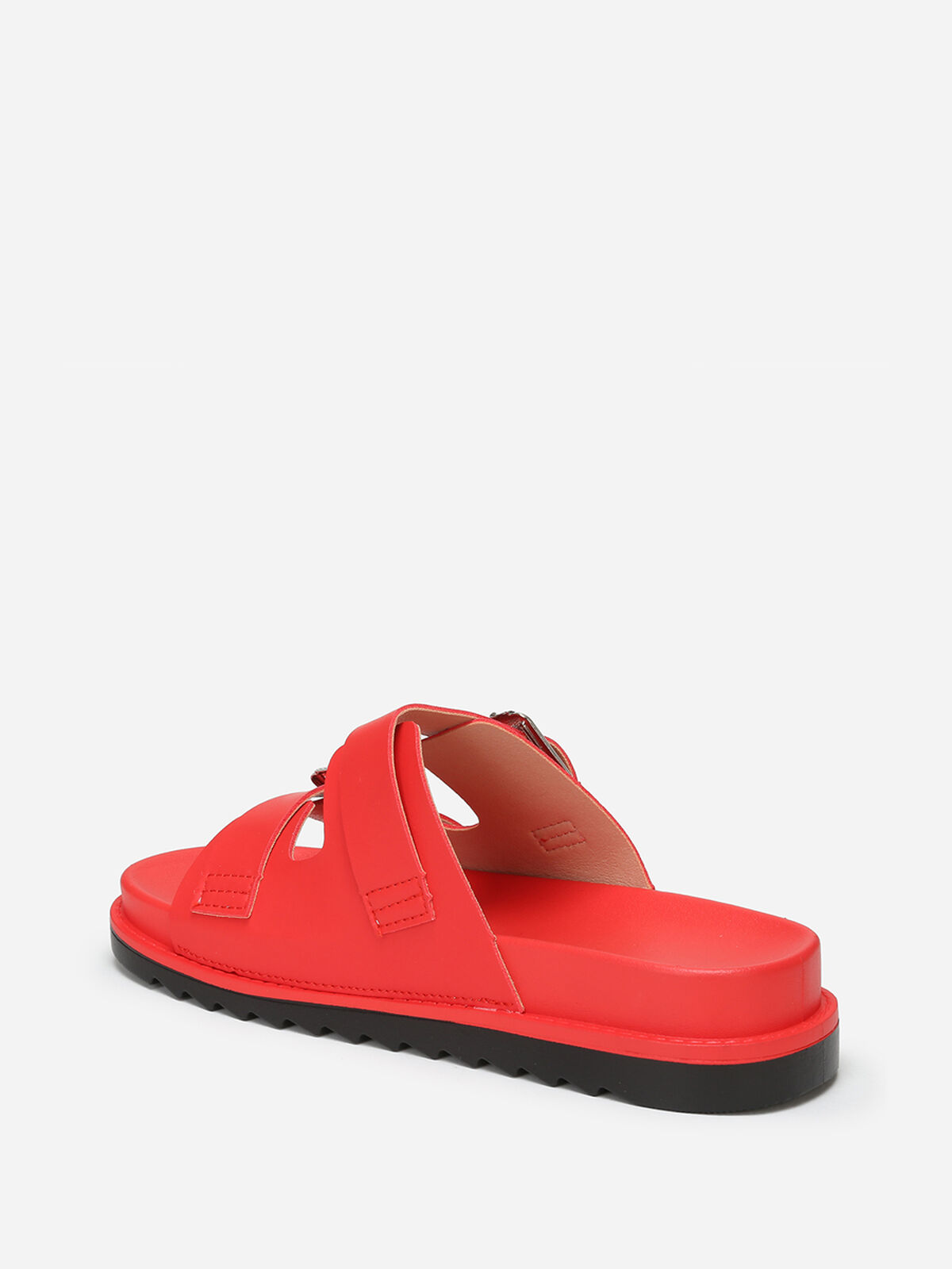 Mules avec brides à boucles- Rouge