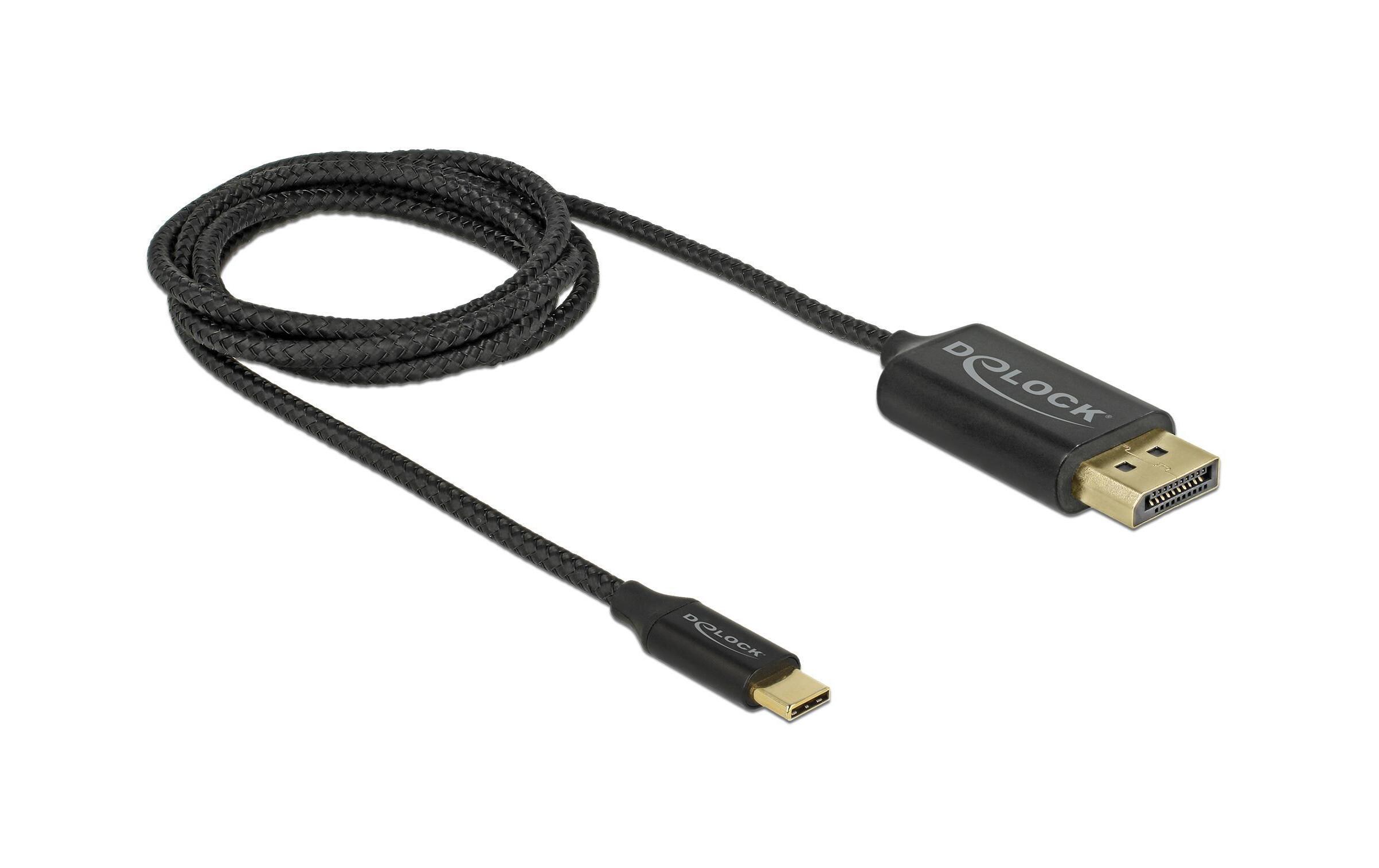Kabel USB Type-C – DisplayPort koaxial Kabel, 1m. 4K/60HzDelock USB Kabel Type-C zu DisplayPort (DP Alt Mode) 4K 60 Hz 1 m koaxial