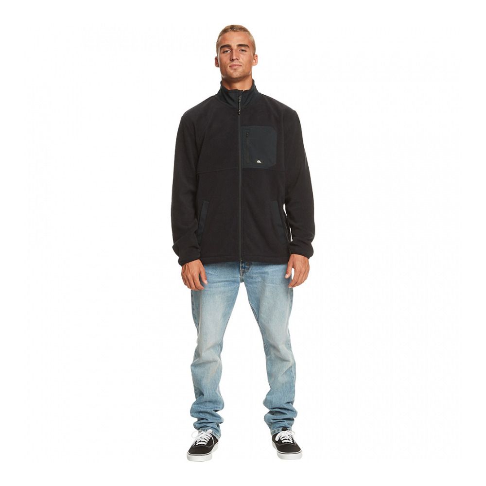 Quiksilver COLLAR ZIP - Polaire Homme black