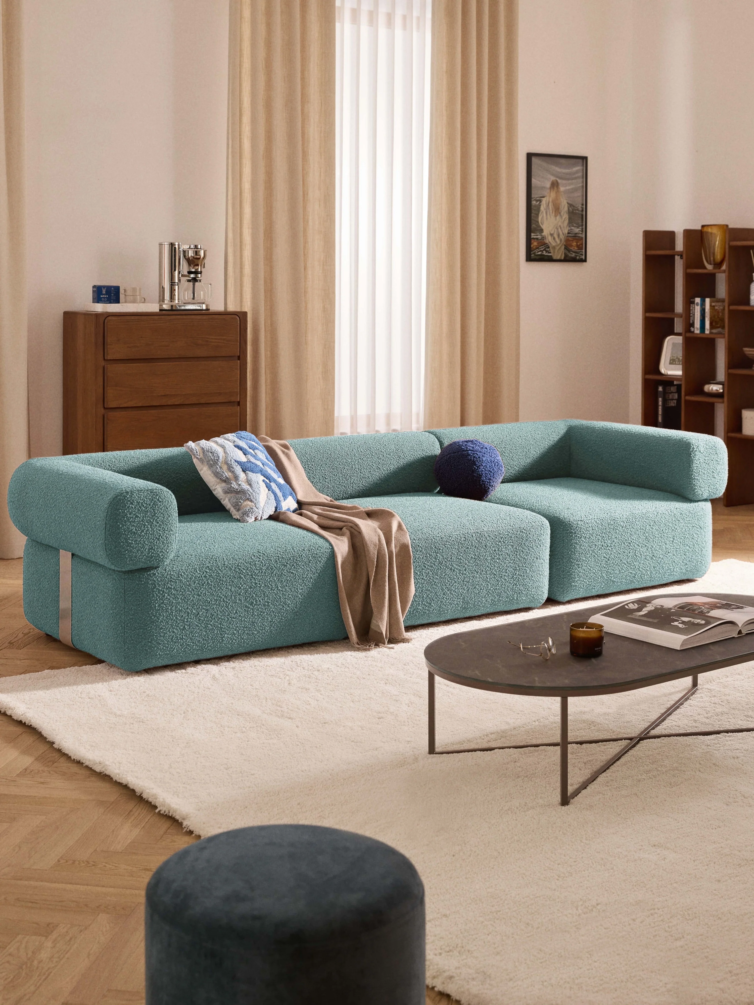 Modulaire bank Anton (4-zits) van bouclé