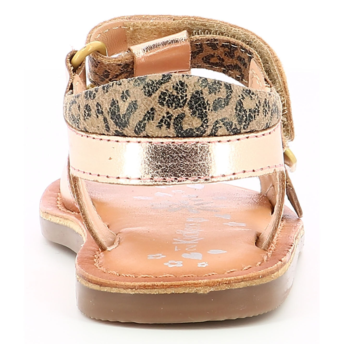 Kickers Sandales en Cuir Diazz beige/léopard/rose