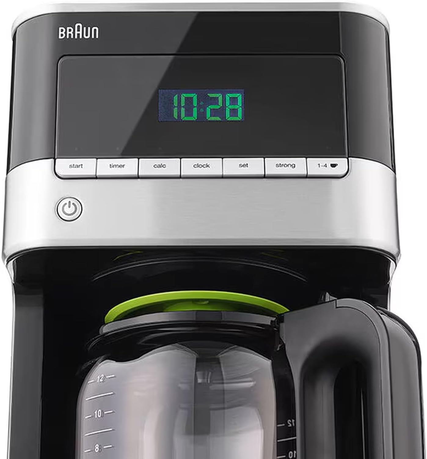 Braun PurAroma 7 Kaffeemaschine KF 7120 – Filterkaffeemaschine mit Glaskanne und Timer-Funktion, Kaffeezubereiter für einzigartiges Aroma, mit LCD-Display, 1000 Watt, schwarz/edelstahl