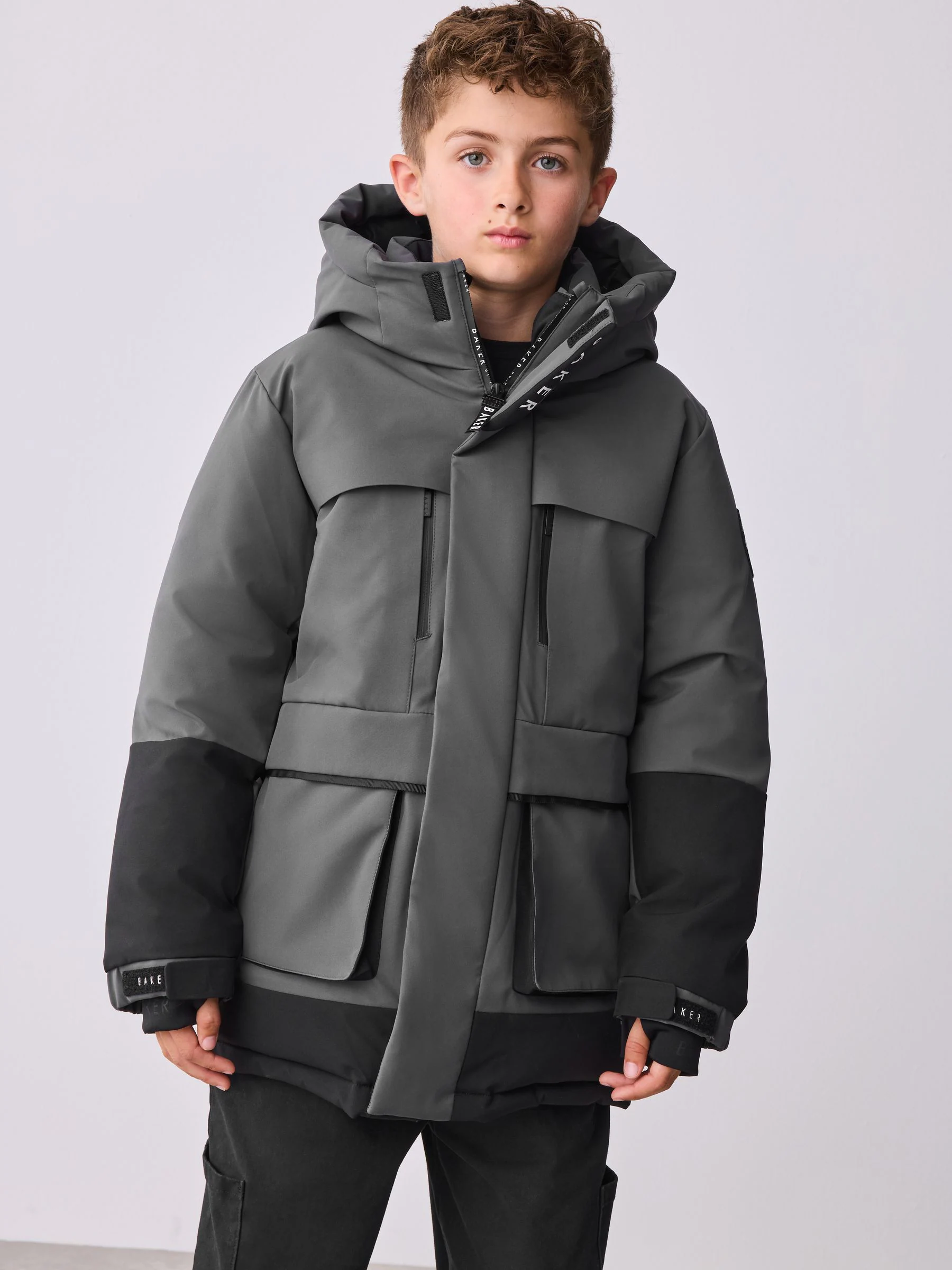 Antracietkleurig/zwart - Baker by Ted Baker regenbestendige colourblockparka