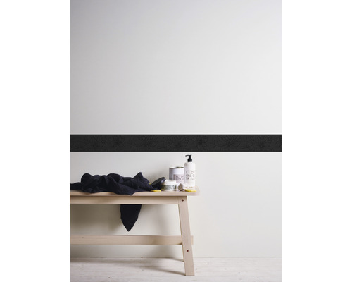Rand 3466-12 Vinyl zelfklevend bloem zwart glitter 5 m x 13 cm