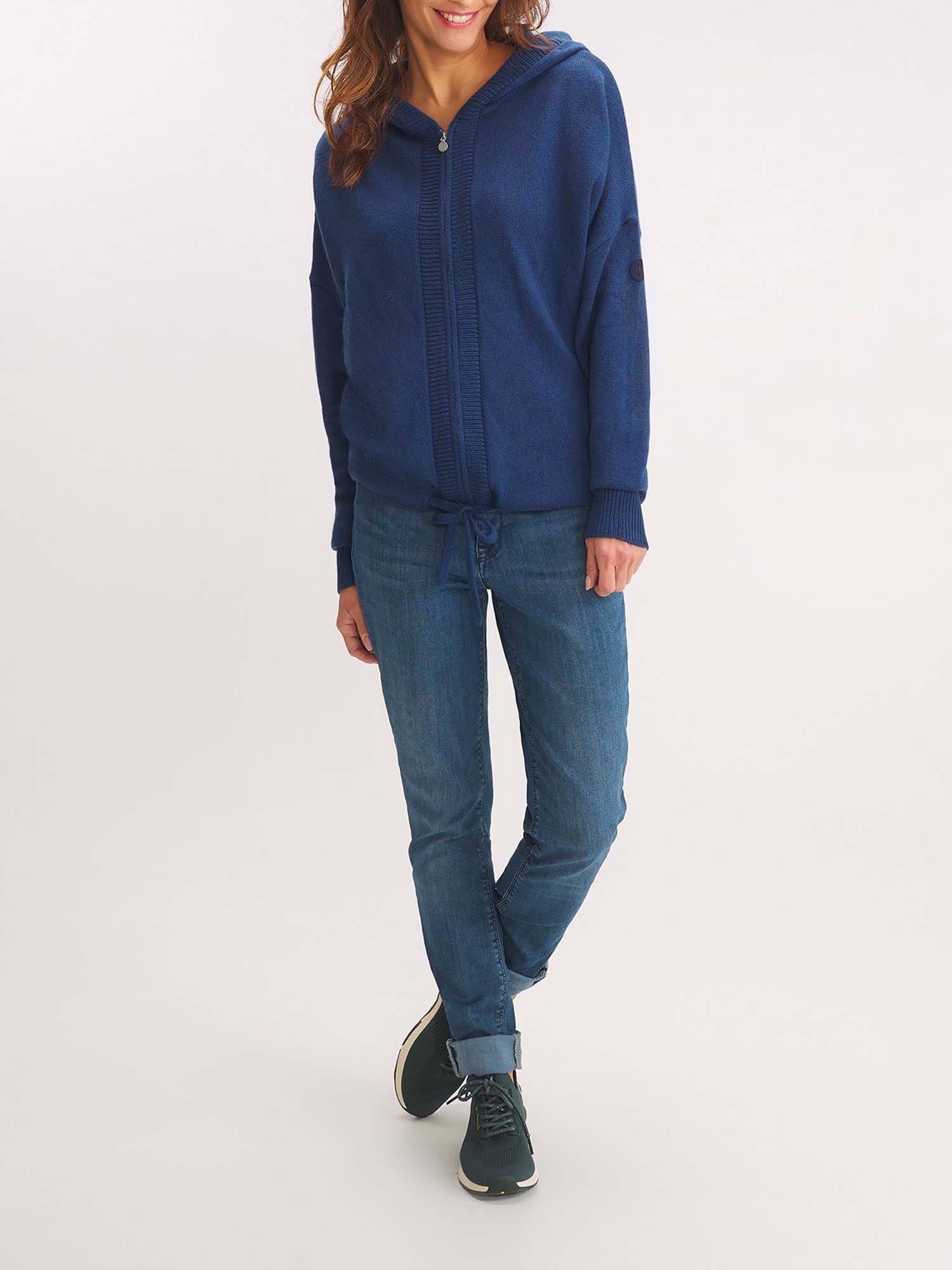 Gilet Zippé Femme Tricot Marine