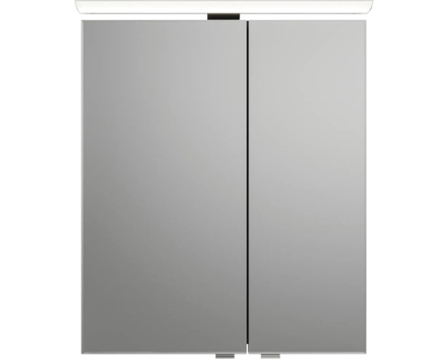 Pelipal Sunline 121 badkamermeubelset (B x H x D 61 x 200 x 46 cm), antraciet fronten, met mineraal gegoten wastafel, badmeubel met 3 laden en spiegelkast met LED-verlichting