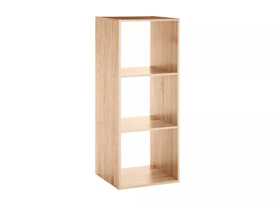 Meuble Étagère 3 cases de rangement effet chêne naturel H 100.5 cm