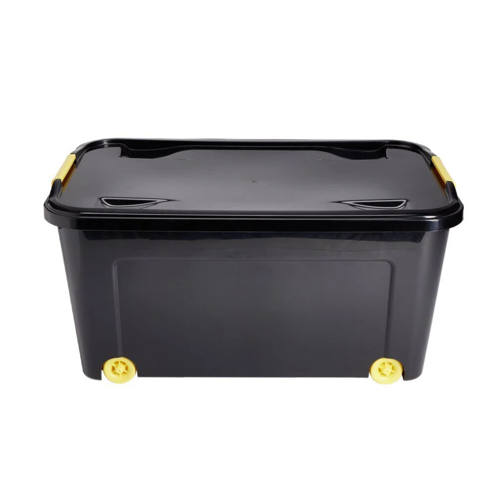 Box de rangement brico 43L à roulettes et couvercle à clip 59,3x38xH29cm