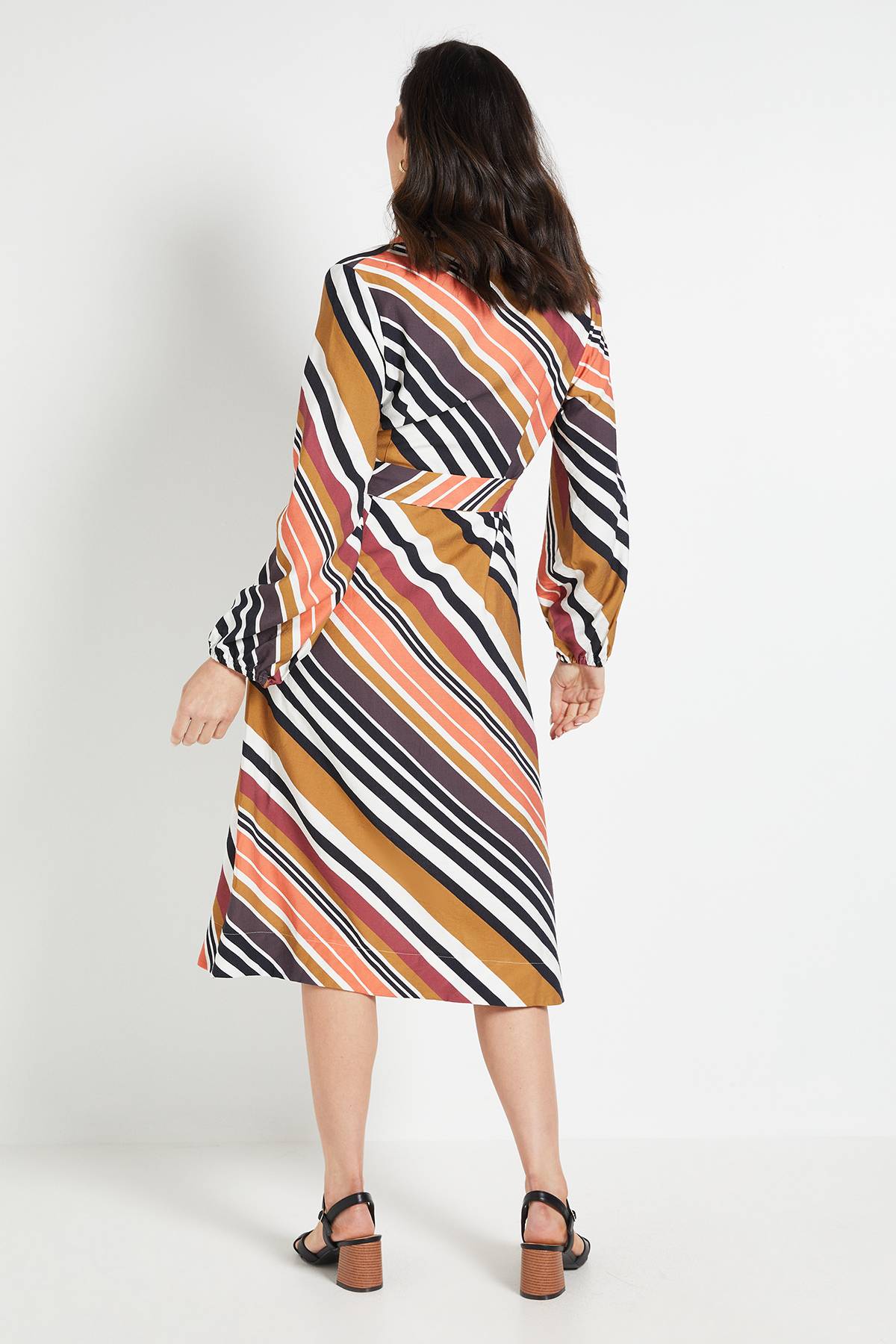 Wallis Robe Midi À Rayures Estivale Avec Ceinture