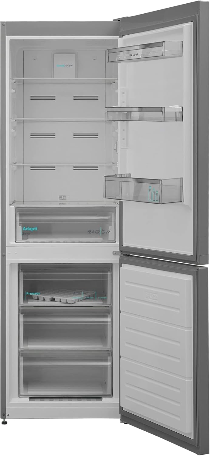 SHARP SJ-BA09RMXLC-EU Kühl- Gefrierkombination/AdvancedNoFrost/GentleAirFlow/OdourNeutral/LED-Innenbeleuchtung/Nutzinhalt von 294 L/Inox Look