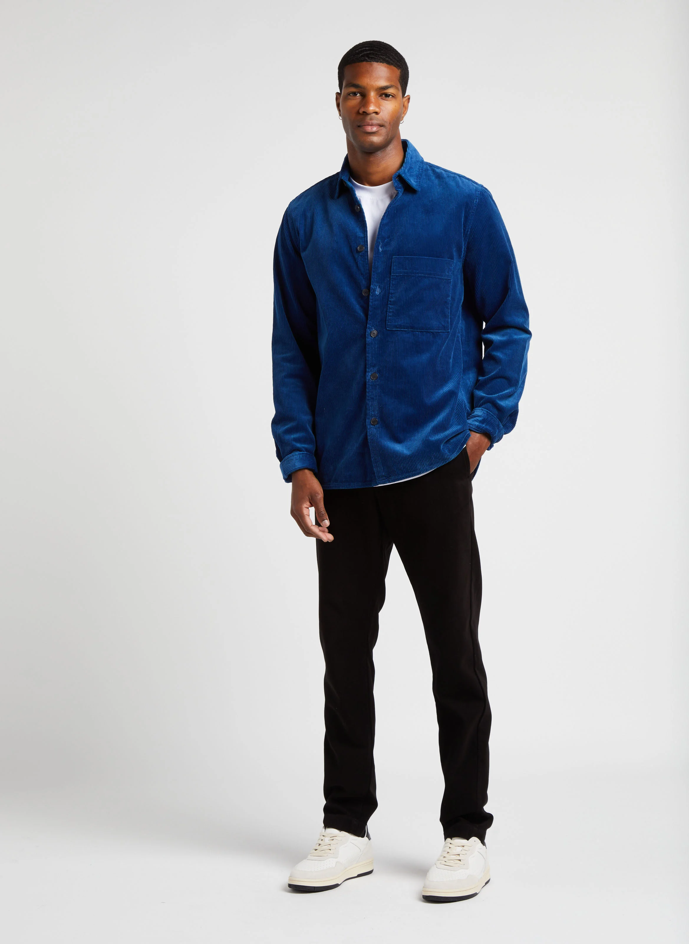 Surchemise droite col classique en coton | Bleu
