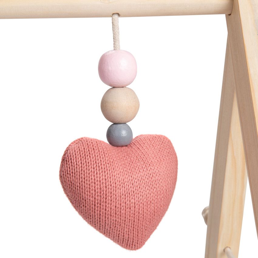 Arche d'éveil en bois + peluches en tricot - Rose - Ecru