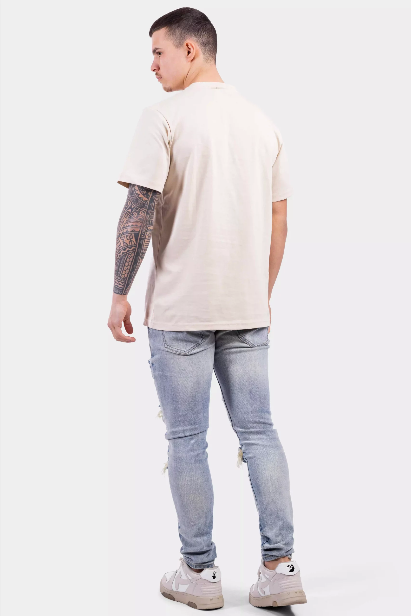 24 Uomo Basic T-shirt Heren Sand