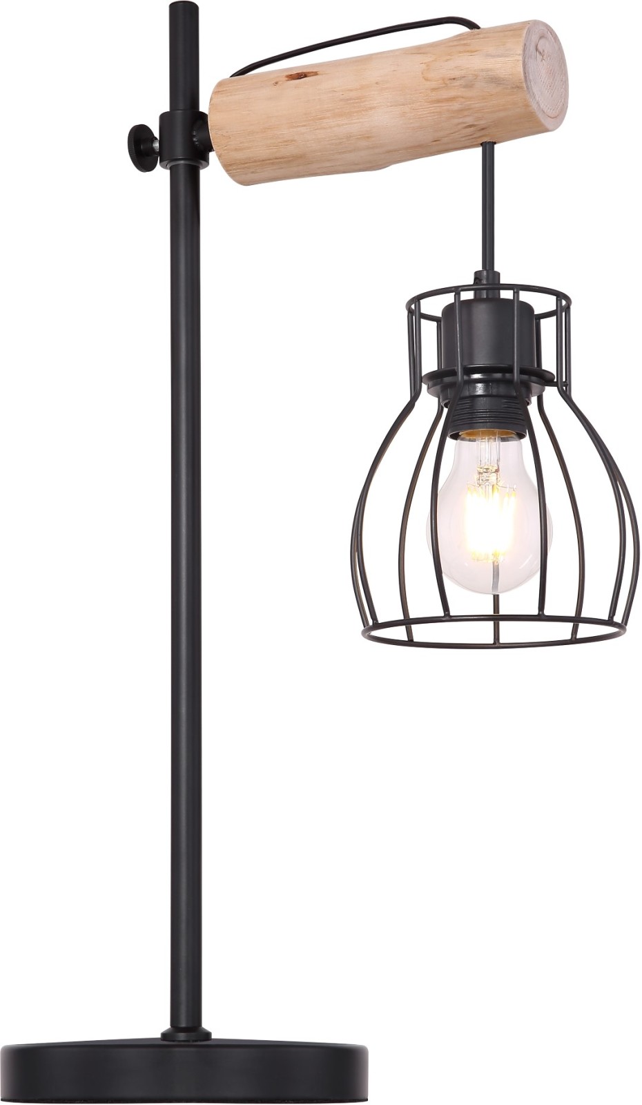 Tischlampe - schwarz-natur - Metall-Holz - 55 cm hoch