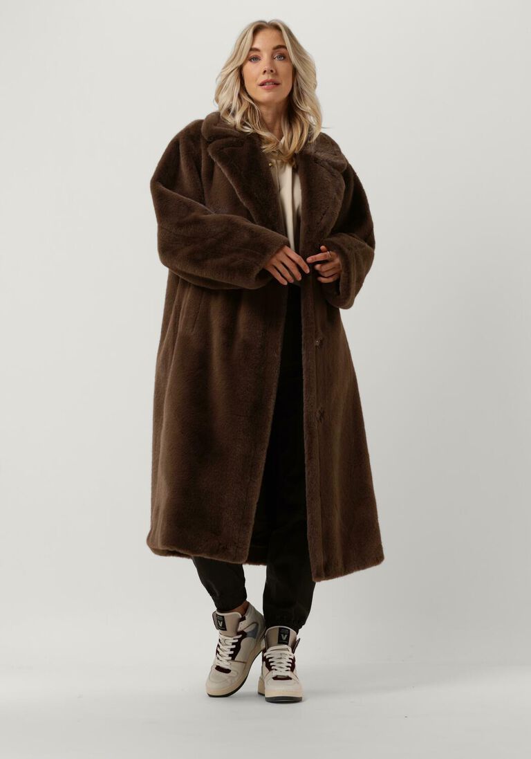 STAND STUDIO bruine stand studio faux fur jas maria coat soft